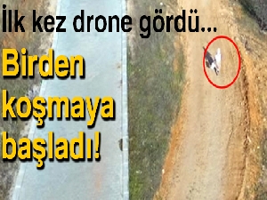 İlk kez drone gören kadın panikledi