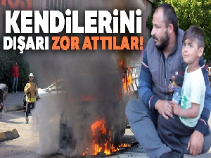 Üsküdar'da bir kamyonet alev alev yandı!