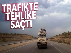 Uşak-Kütahya karayolunda tehlike saçan araç