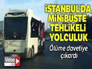 Minibüsteki tehlikeli yolculuk kamerada