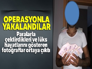 Sahte internet sitelerinden dolandırıp paralarla fotoğraflar çektirdiler