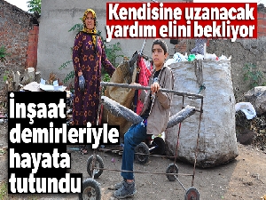 Felçli çocuk inşaat demirleriyle hayata tutundu