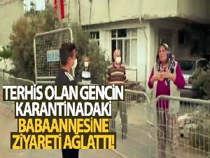 Terhis olan torunuyla kucaklaşamayan karantinadaki babaanne: '6 aydır görmedim, sarılmadan olmuyor'