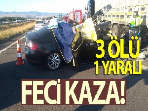 Bolu'da otomobil tırın altına girdi: 3 ölü, 1 yaralı