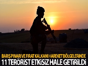 Barış Pınarı ve Fırat Kalkanı bölgelerinde 11 terörist etkisiz hale getirildi