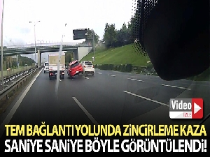 Tem bağlantı yolunda ilginç kaza kamerada