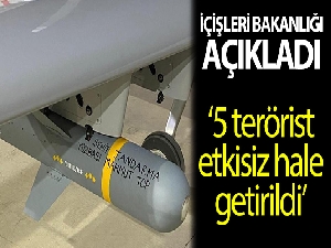 İçişleri Bakanlığı: 'Yıldırım operasyonları kapsamında bugün 5 terörist etkisiz hale getirilmiştir'