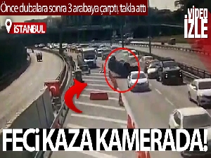 Avrasya Tüneli girişinde otomobil takla attı: Kaza anı kamerada