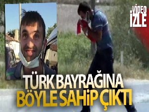 Engelli vatandaş Türk bayrağına böyle sahip çıktı
