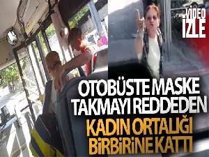 Otobüste maske takmayı reddeden kadın ortalığı birbirine kattı