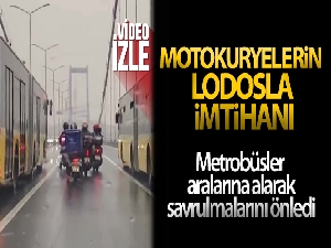 15 Temmuz Şehitler Köprüsü'nde motokuryelerin rüzgarla imtihanı