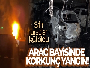 Bursa'da araç bayisinde korkutan yangın: Sıfır araçlar kül oldu
