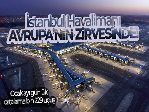 İstanbul Havalimanı Ocak ayı günlük ortalama bin 229 uçuş ile Avrupa'nın zirvesinde