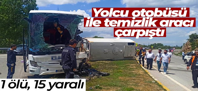 Konya'da yolcu otobüsü ile temizlik aracı çarpıştı: 1 ölü, 15 yaralı