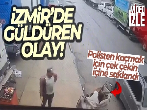 İzmir'de güldüren olay: Polisten kaçmak için çek çekin içine saklandı