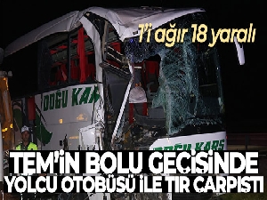 TEM'in Bolu geçişinde yolcu otobüsü ile tır çarpıştı: 1'i ağır 18 yaralı