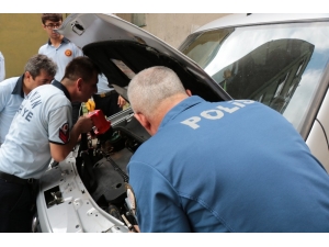 Aracın Motor Kısmına Sıkışan Kedi İçin Polis Ve İtfaiye Seferber Oldu