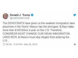 Trump, Meksika Sınırını Kapatmakla Tehdit Etti