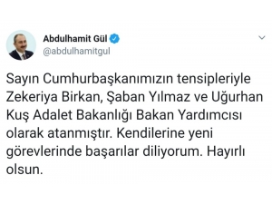 Adalet Bakanı Gül’den Yeni Yardımcılarına ‘Hayırlı Olsun’ Mesajı