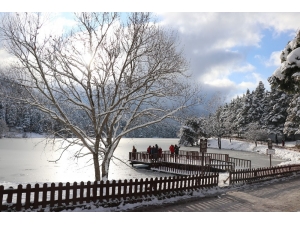 Gölcük Tabiat Parkı’ndaki Göl Buz Tuttu