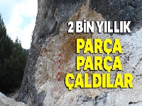 Bolu'da, 2 bin yıllık Frig Kaya Kitabesi'ni parça parça çaldılar
