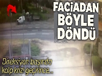 Direksiyon başında kalp krizi geçiren sürücünün yaptığı kaza kamerada