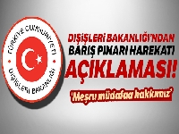 Dışişleri Bakanlığı: 'Harekat meşru müdafaa hakkımız'