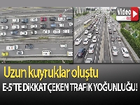 E-5'teki trafik yoğunluğu havadan görüntülendi