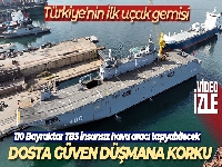 Mavi Vatan'ı koruyacak olan Türkiye'nin ilk uçak gemisi havadan görüntülendi