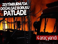 Zeytinburnu'da doğalgaz borusu patladı: 4 araç yandı