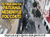 Zeytinburnu'da patlamada oluşan çukur gün ağarınca böyle görüntülendi