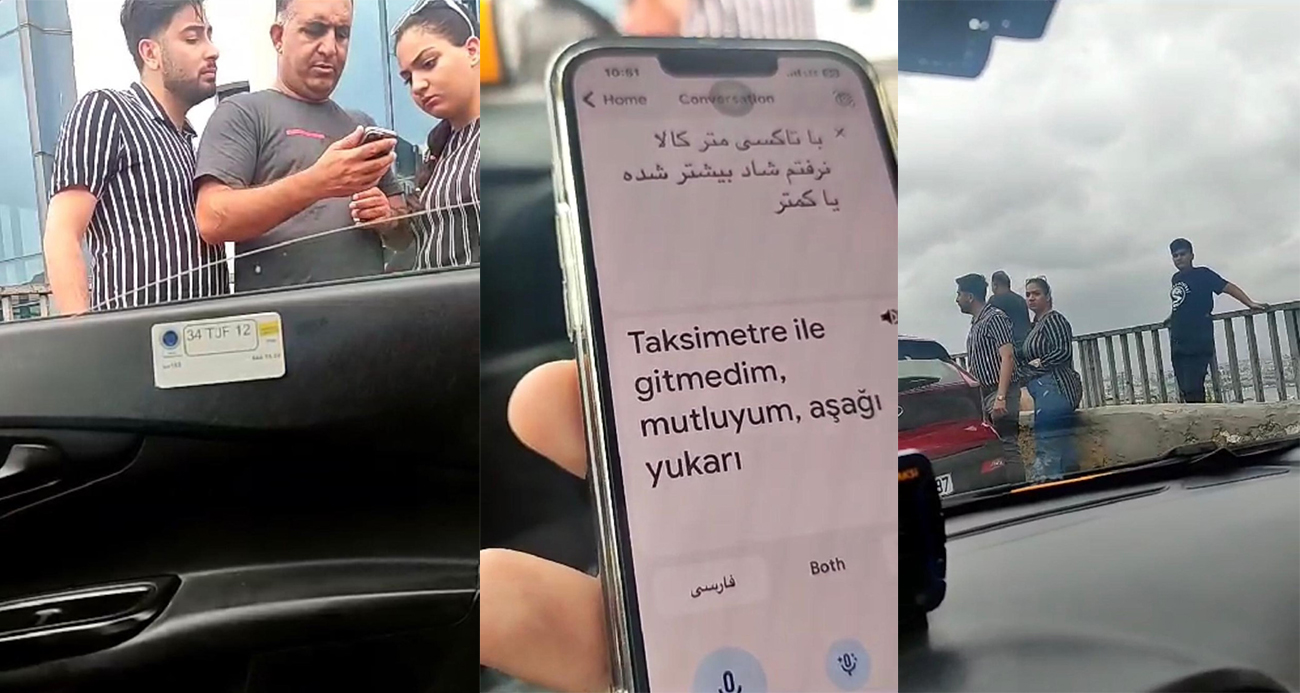 İstanbul’da ilginç anlar kamerada: Turistler taksici ile pazarlık yaptı