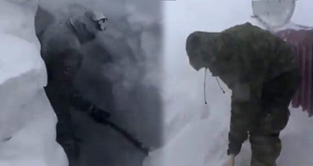 Jandarma Ekiplerinin Kar Temizleme Videosu Sosyal Medyayı Salladı