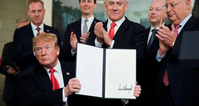 Abd Başkanı Trump, Golan Tepeleri'ni İsrail Toprağı Olarak Tanıdı