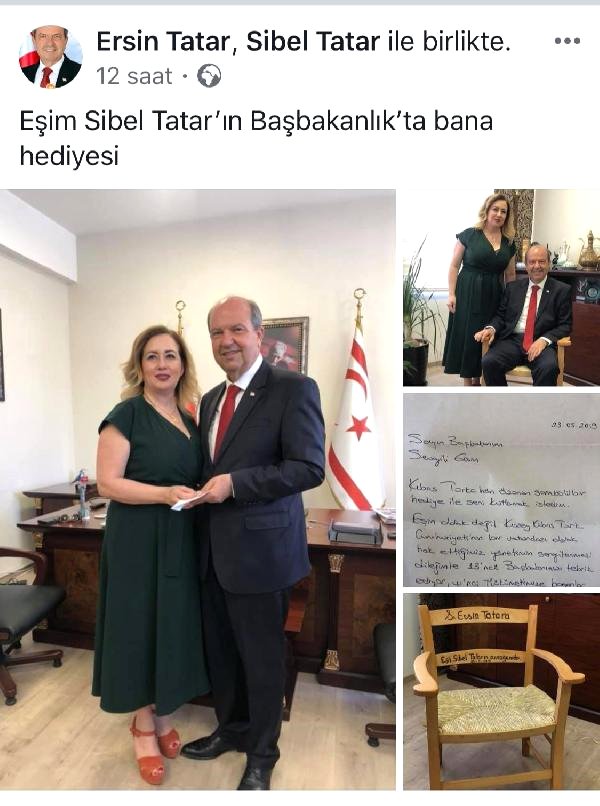 Kktc Başbakanı'nın Eşi, Özel Mektupla Beraber Başbakana Sandalye Hediye Etti