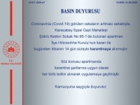 Bursa’da Bir Apartman Karantinaya Alındı