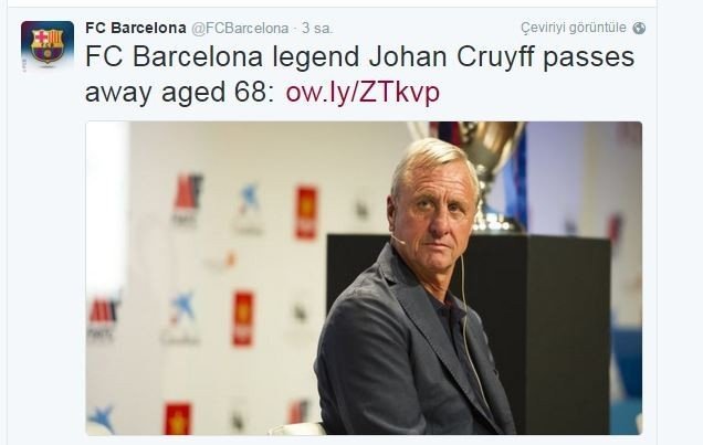 Dünya Futbolu Cruyff İçin Yasta