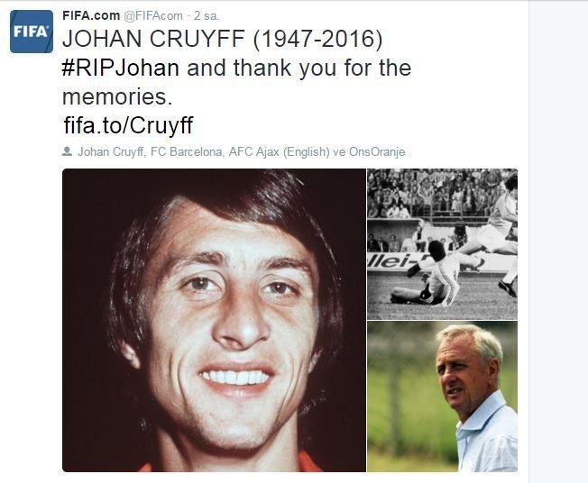 Dünya Futbolu Cruyff İçin Yasta