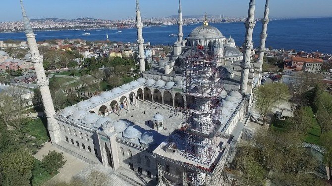 Sultanahmet Camii Restorasyonu Havadan Görüntülendi