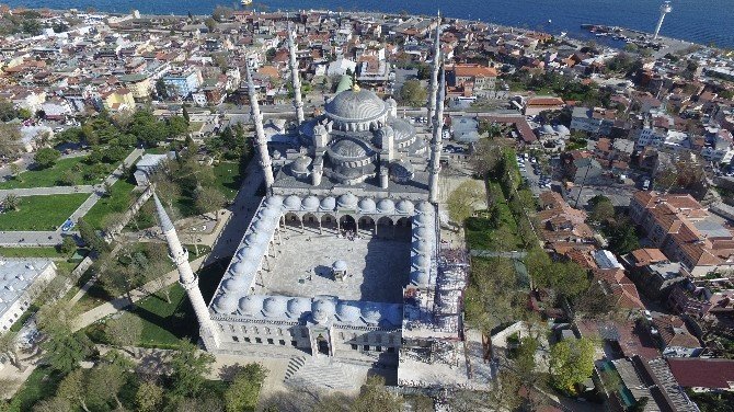 Sultanahmet Camii Restorasyonu Havadan Görüntülendi