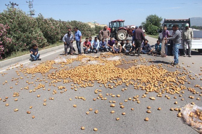 Adana'da Çiftçiler Eylem Yapıp Yol Kapattı
