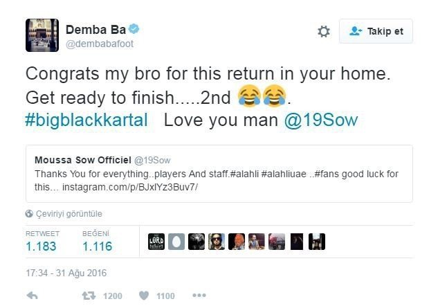 Demba Ba,Sow'a Gönderme Yaptı