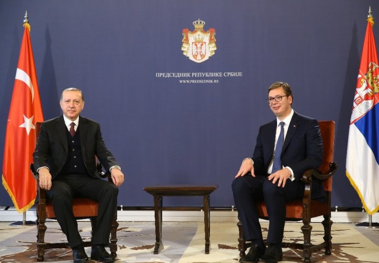 Cumhurbaşkanı Erdoğan, Cumhurbaşkanı Aleksandar Vuçiç İle Görüştü