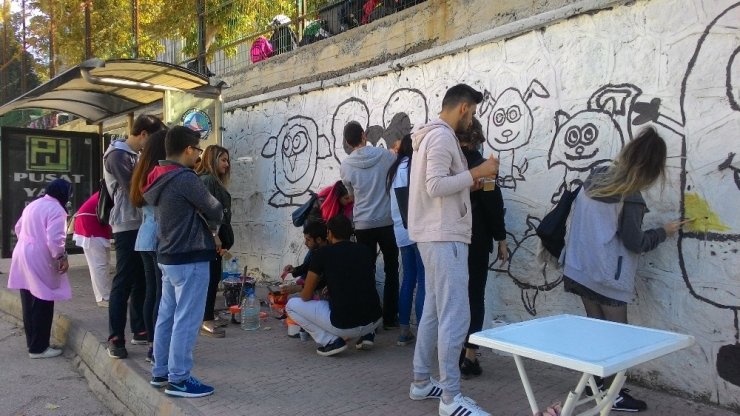 Düzce Üniversitesi Öğrencileri Okul Duvarına Renk Kattı