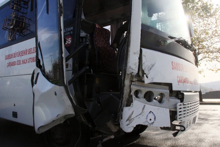 Samsun’da Halk Otobüsü Kaza Yaptı: 2 Yaralı