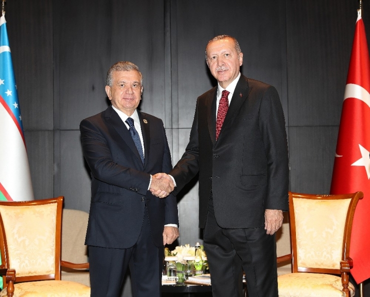 Cumhurbaşkanı Erdoğan, Özbekistan Cumhurbaşkanı Mirziyoyev İle Görüştü