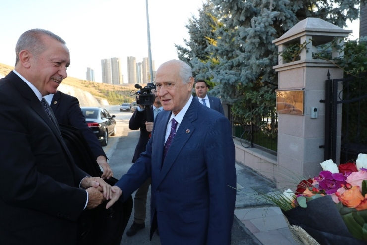 Cumhurbaşkanı Erdoğan, Mhp Lideri Bahçeli’yi Ziyaret Etti