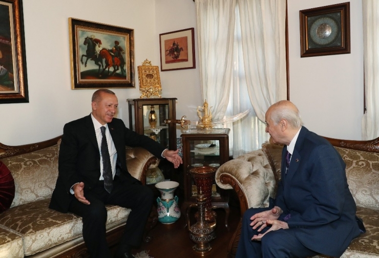Cumhurbaşkanı Erdoğan, Mhp Lideri Bahçeli’yi Ziyaret Etti