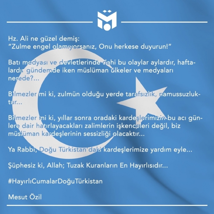 Mesut Özil’den Doğu Türkistan Mesajı