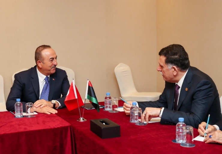Bakan Çavuşoğlu, Libya Başkanlık Konseyi Başkanı El-sarraj İle Görüştü